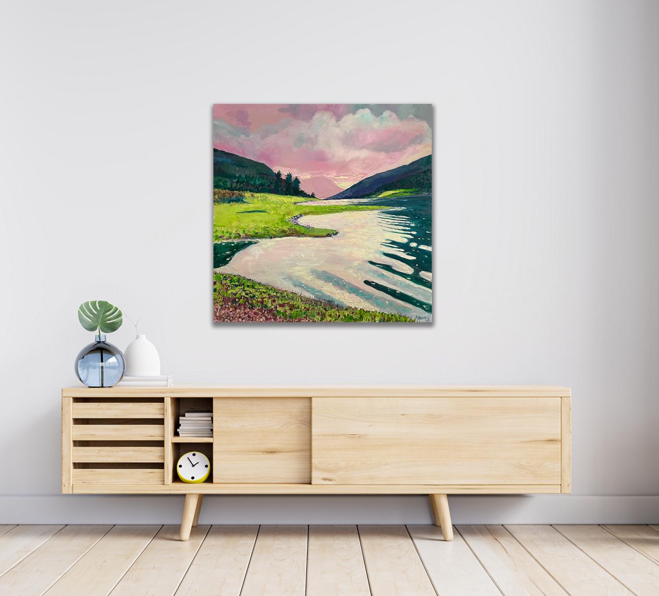 Atardecer en Glencoe, arte Escocia, Pintura al Óleo Contemporánea Original, Óleo sobre lienzo en venta 4