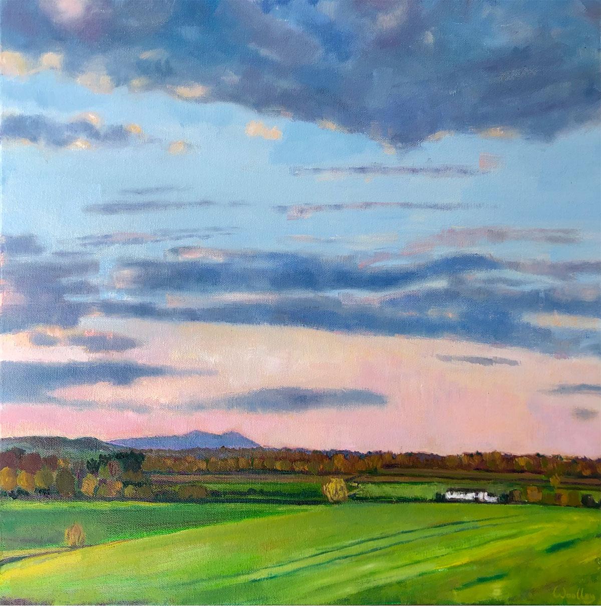 Eleanor Woolley  Landscape Painting - Malvern Sunset by Eleanor Woolley, Contemporary art, Original painting