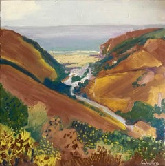  Porthtowan Heather, peinture à l'huile, paysage, littoral, plage, paysage marin