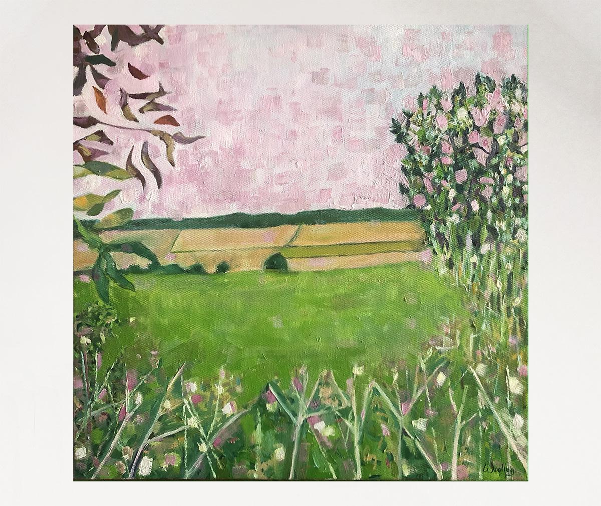Towards Stow by Eleanor Woolley, Contemporary art, Impressionist painting  - Brown Figurative Painting by Eleanor Woolley 