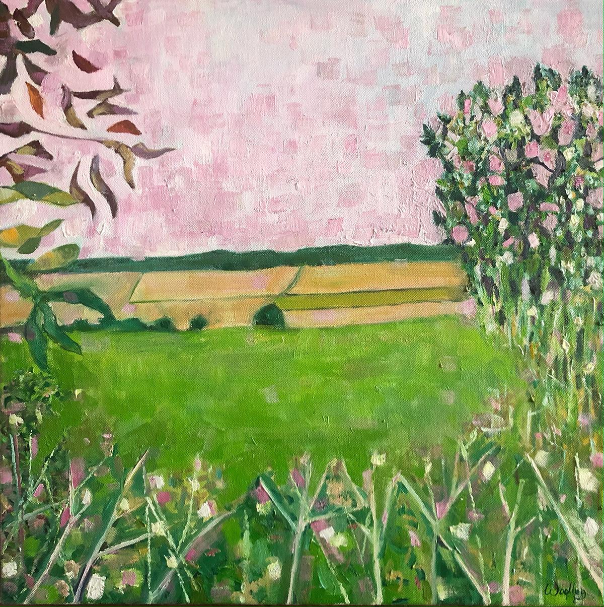 Eleanor Woolley  Figurative Painting - Towards Stow by Eleanor Woolley, Contemporary art, Impressionist painting 