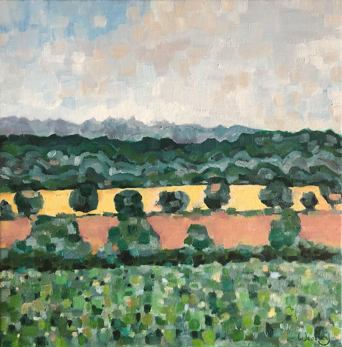 Landscape Painting Eleanor Woolley  - View from Whispering Knights Rollright d'Eleanor Woolley, peinture originale