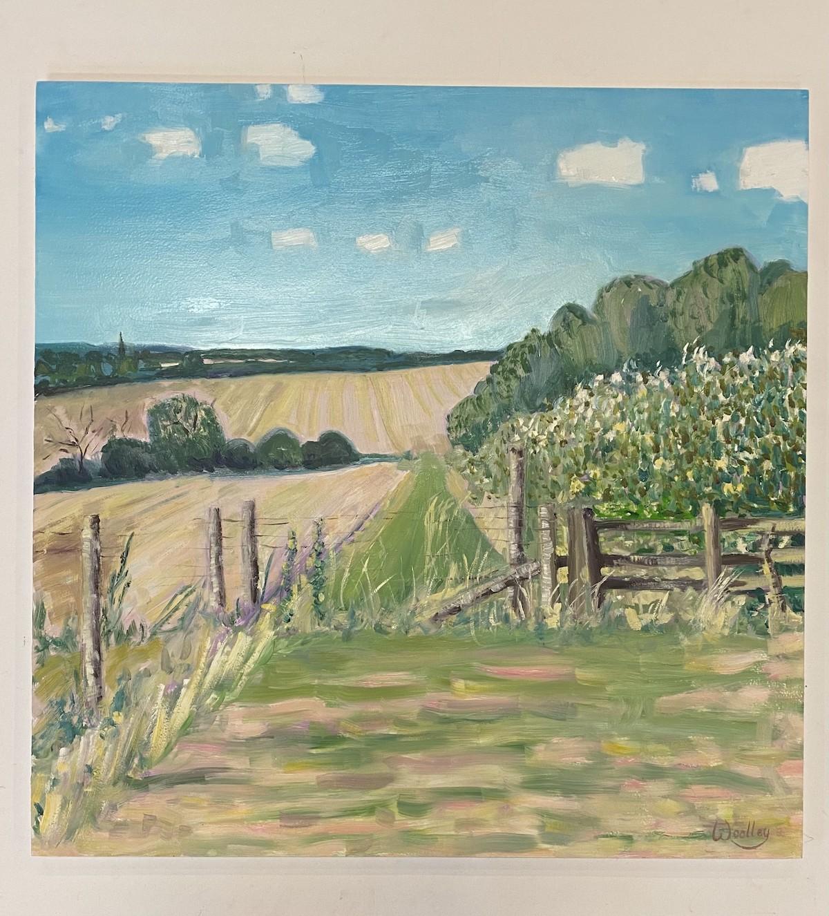 Walking out from Aynho by Eleanor Woolley 
Original and hand signed by the artist 
Gesso on Board
Image Size: H61cm x W:61cm
Complete size of unframed work: H:61cm x W:61cm x D:1cm
Sold unframed 
Please note that insitu images are purely an