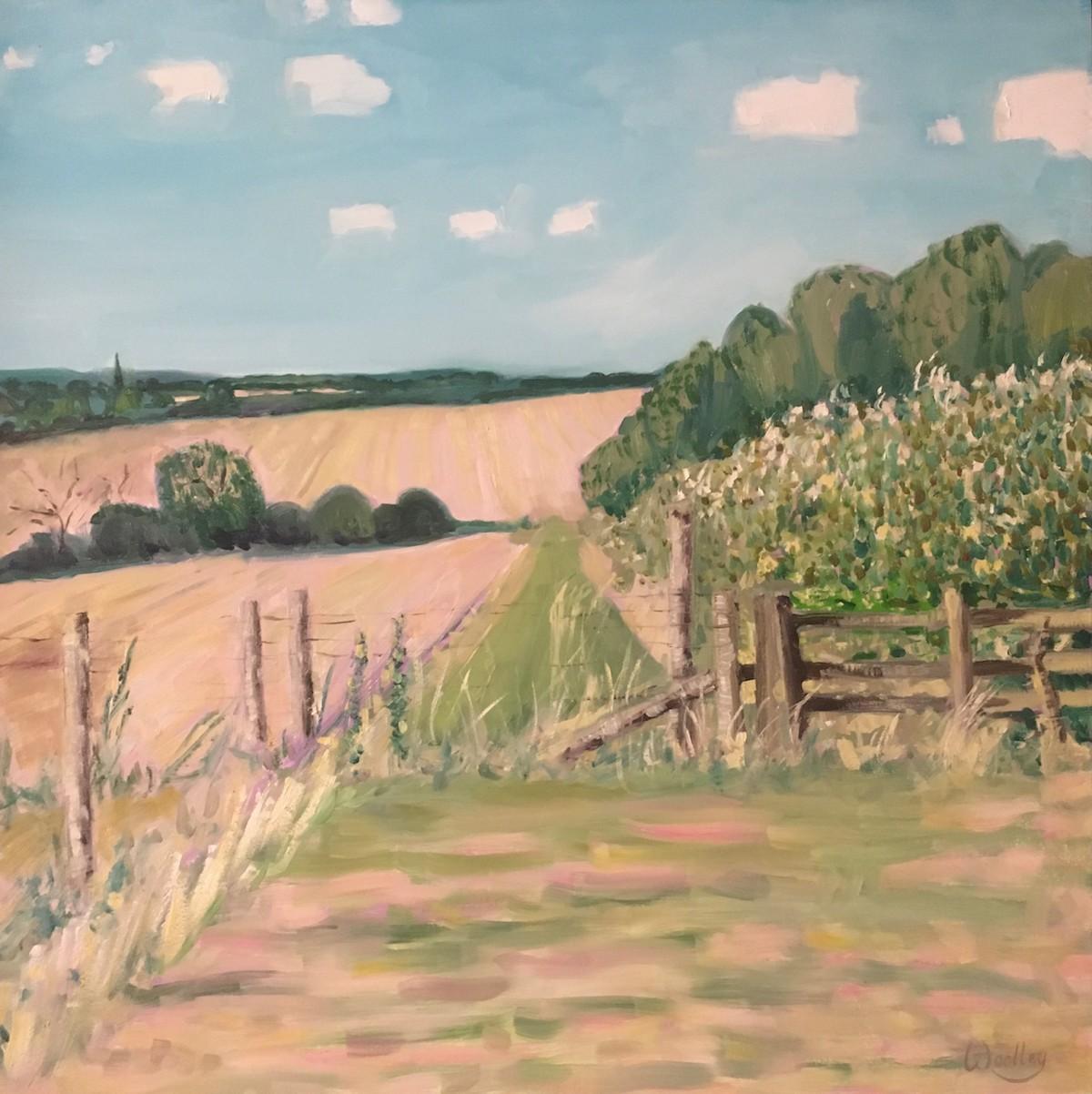 Eleanor Woolley  Landscape Painting - Walking out from Aynho, Eleanor Woolley, Original Landscape painting for sale