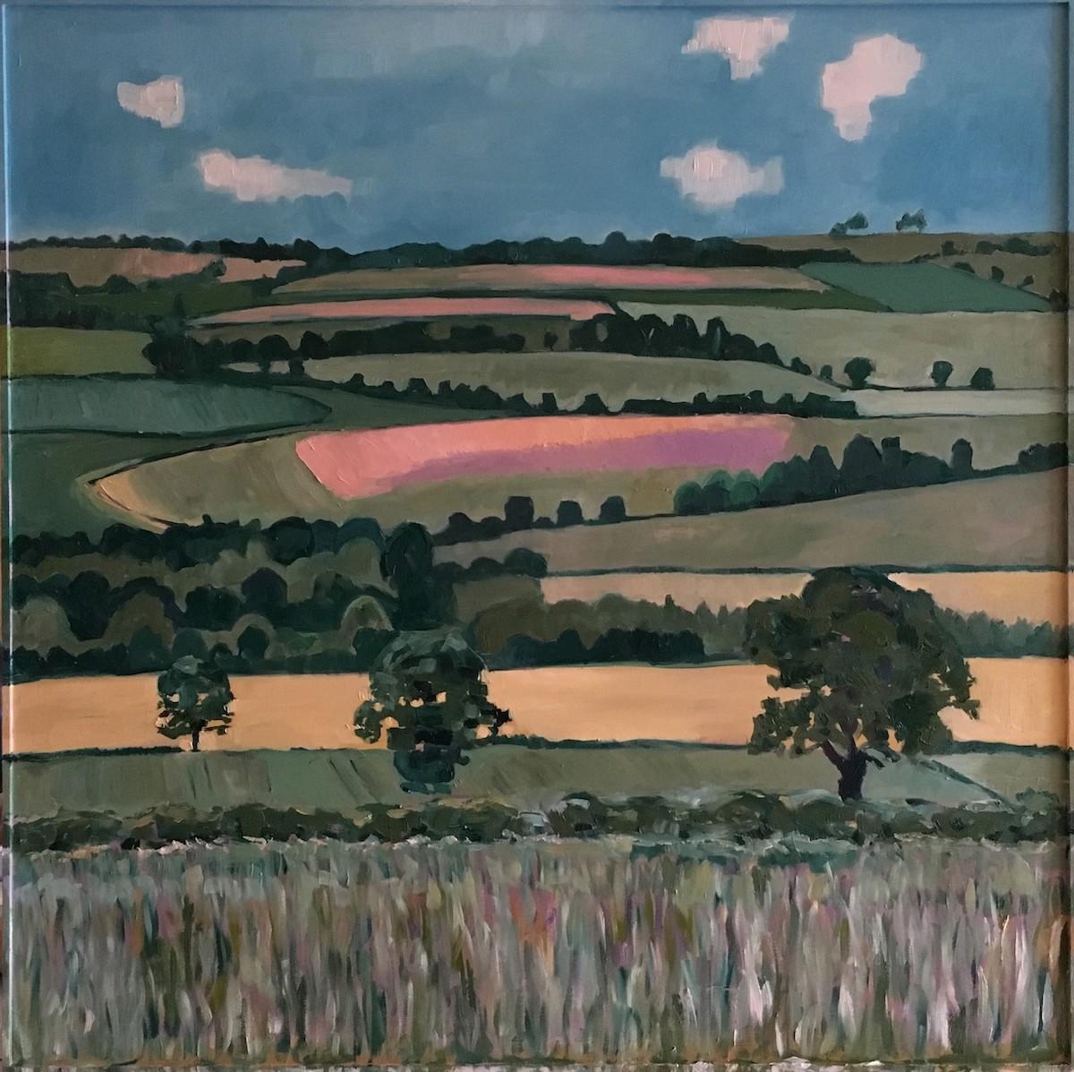 Eleanor Woolley  Landscape Photograph - Linseed Fields by Eleanor Woolley, Contemporary art, original painting, abstract