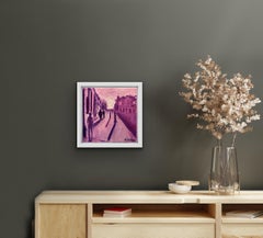 A Wintry Walk Home, Figurative Cityscape Art, Modern Style Painting Textured art