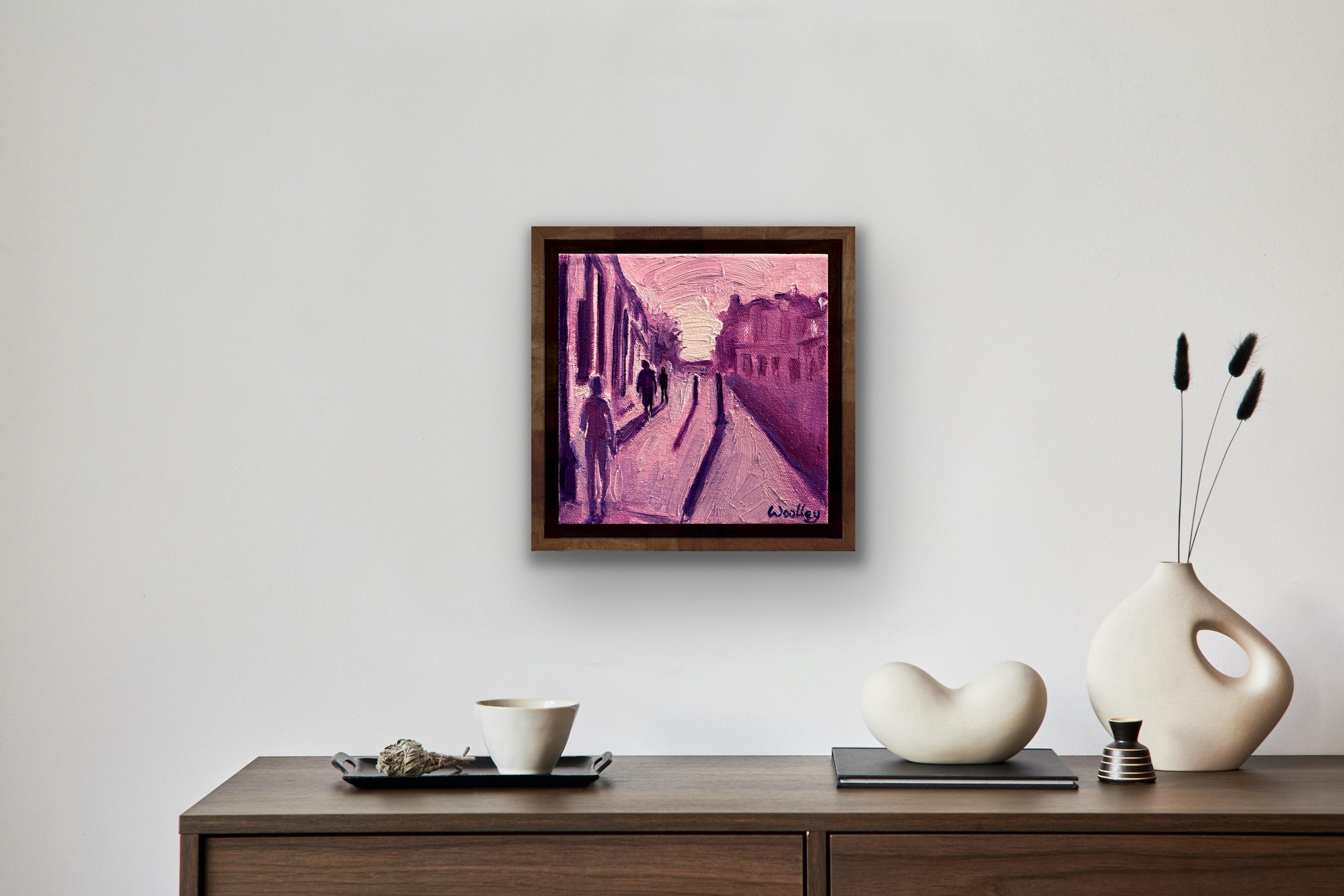 A Wintry Walk Home, Figurative Cityscape Art, Modern Style Painting Textured art For Sale 5