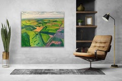 Aerial View of the Cotswolds, Original Landscape painting, Rural England, Nature