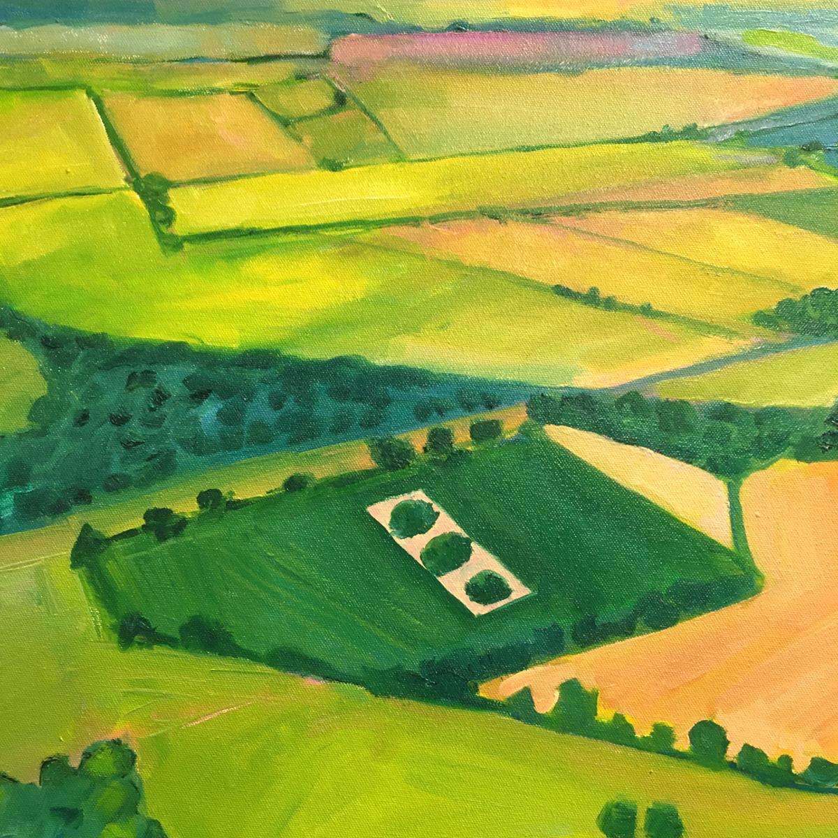 Aerial View of the Cotswolds, Original Landscape painting, Rural England, Nature For Sale 1