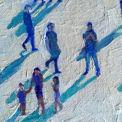 Blue Shadows, Original Painting, People, Shadows, Women, Men, Children, Blue