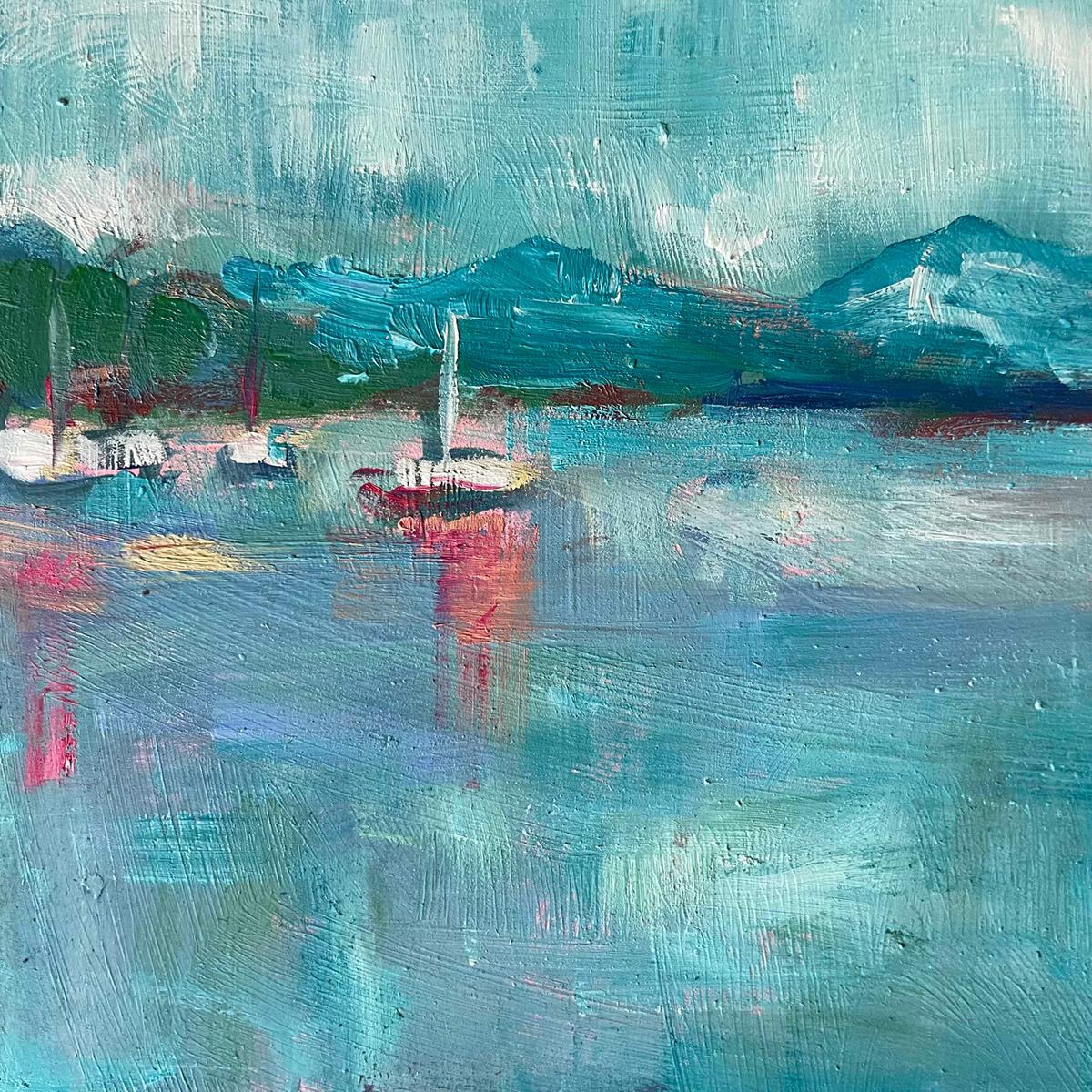 Aguas Azules Windermere, pintura original, paisaje, contemporáneo en venta 2