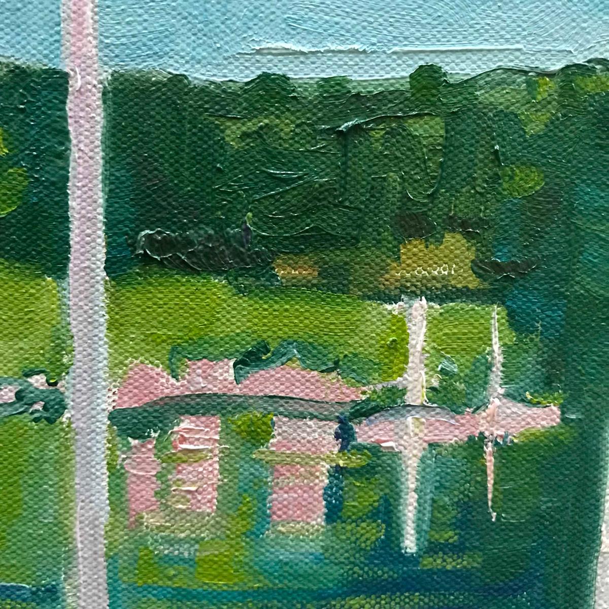 Breakfast at Windermere, peinture originale, paysage, personnes, personnage, ombre en vente 4