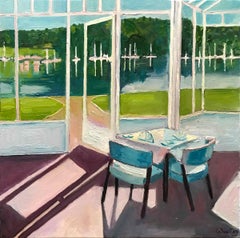 Colazione a Windermere, Quadro originale, Paesaggio, Persone, Figura, Ombra