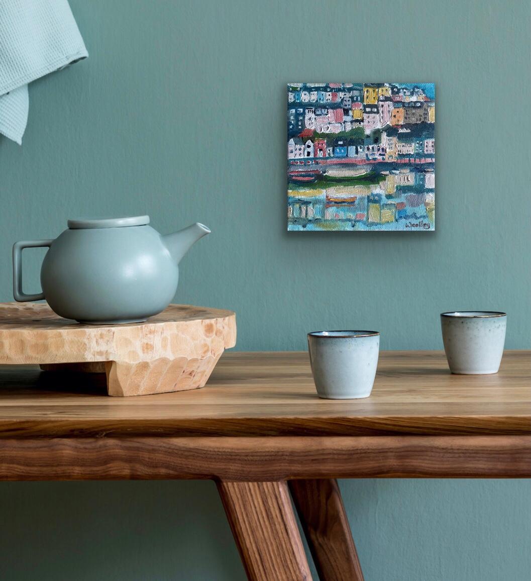 Brixham Harbour, Devon, Peinture originale, Littoral, Paysage marin, Port de pêche, Plaisir en vente 7