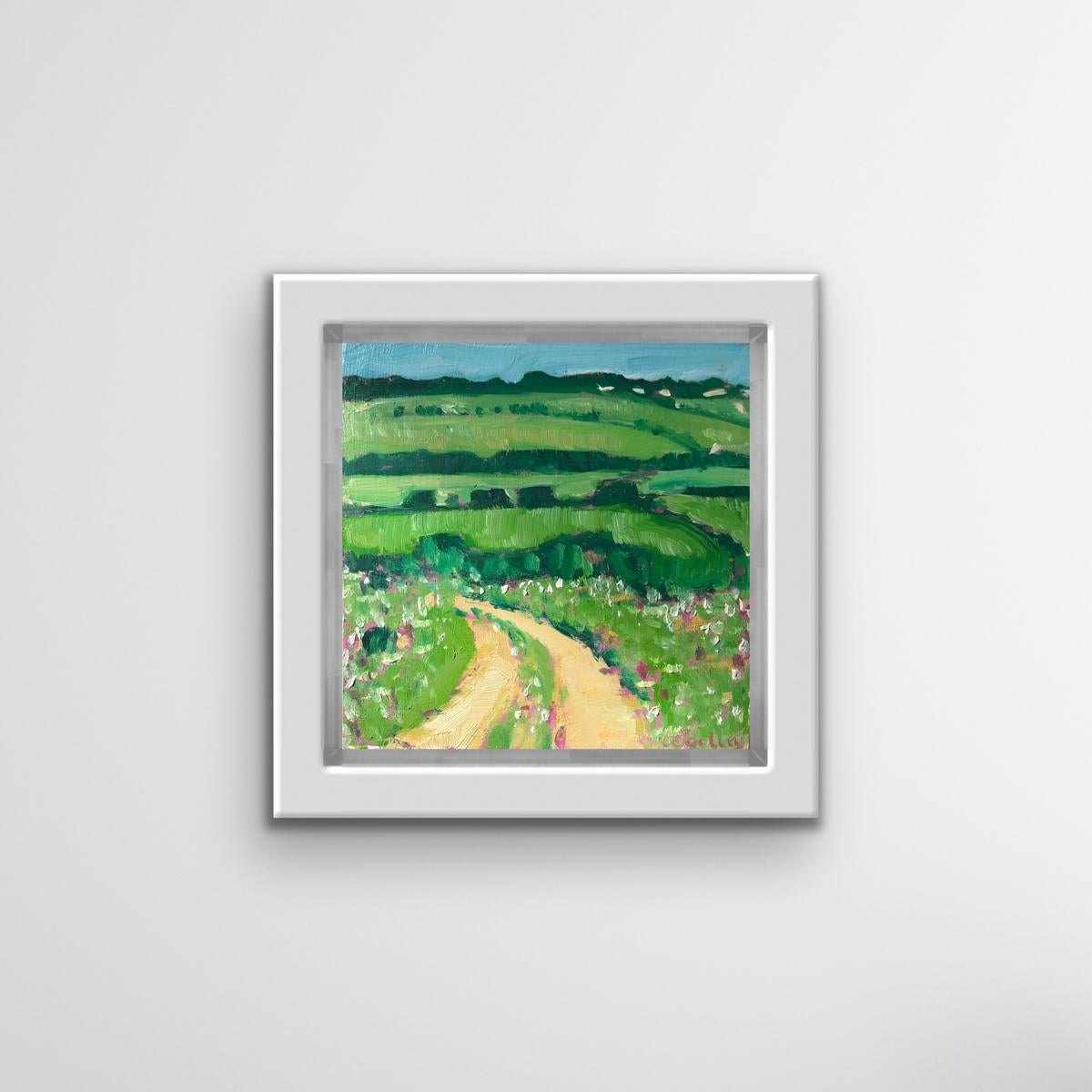 Cotswold Track II with Oil on Wooden Panel, Painting by Eleanor Woolley For Sale 2