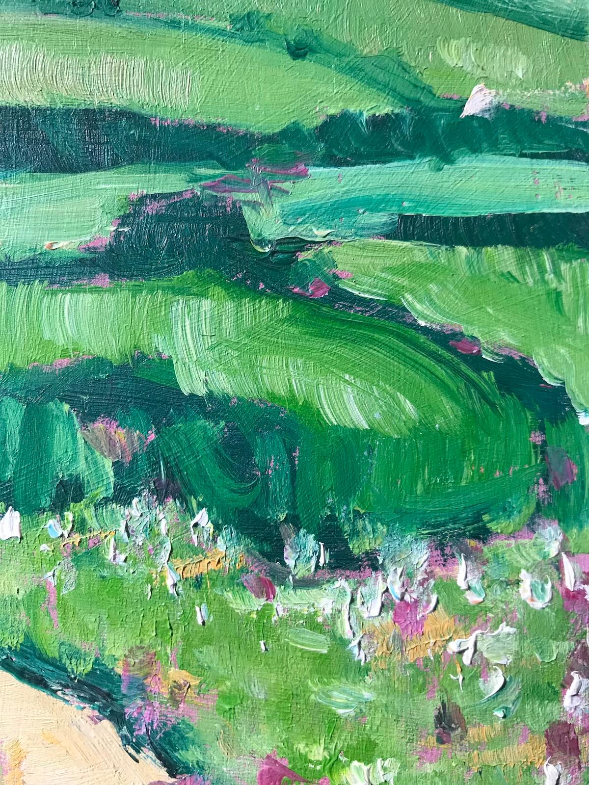 Cotswold Track II with Oil on Wooden Panel, Painting by Eleanor Woolley For Sale 6