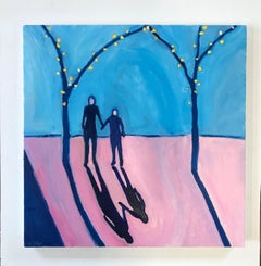 Diptych of Cotswolds Sunset 1 and 2, Original painting, Landscape, Figurative