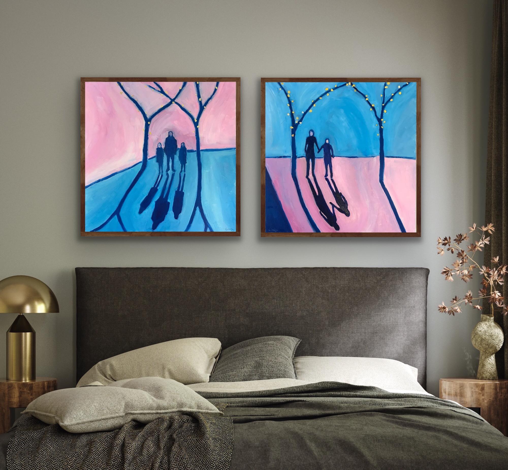 Diptych of Cotswolds Sunset 1 and 2, Original painting, Landscape, Figurative  For Sale 2