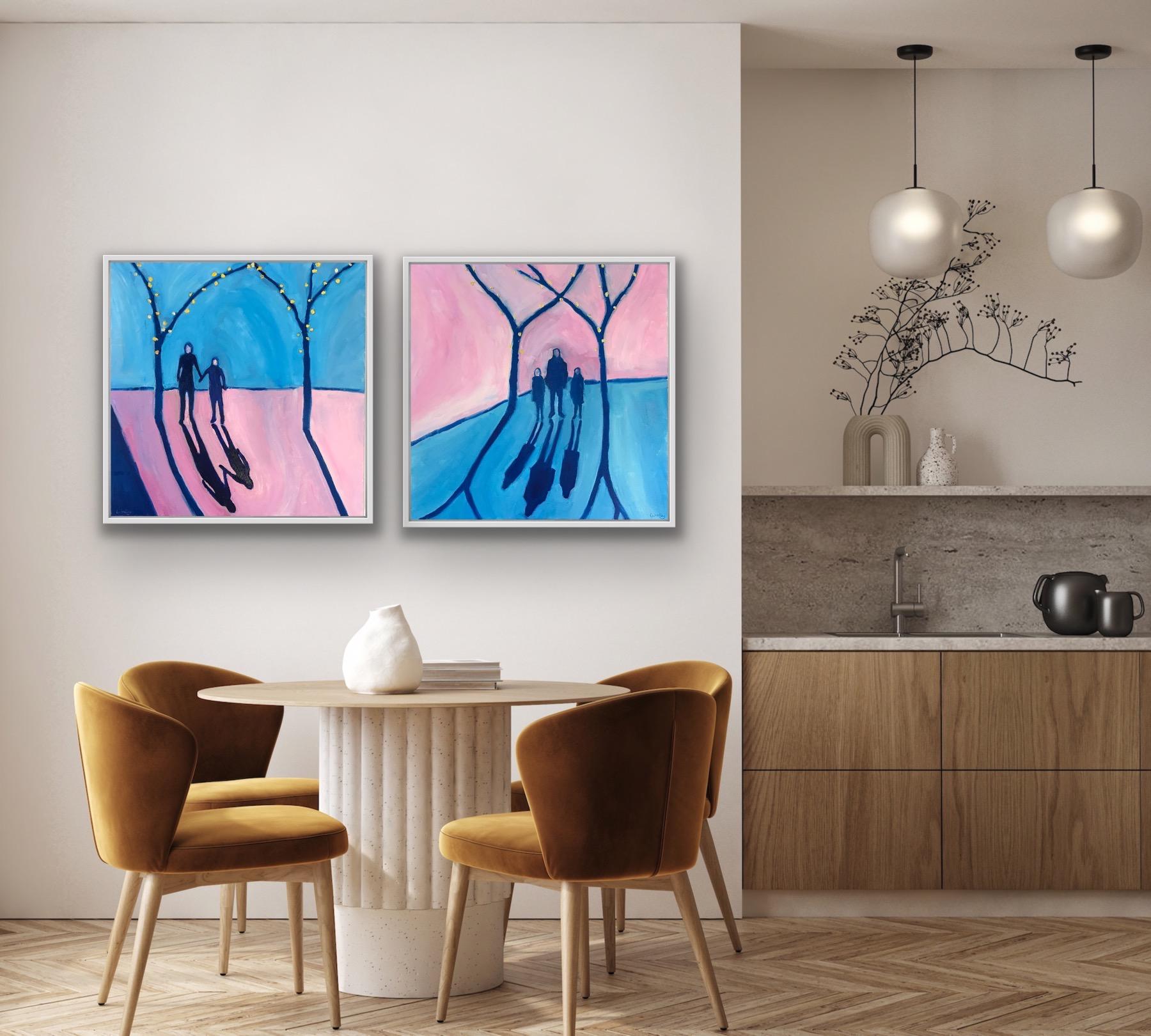 Diptych of Cotswolds Sunset 1 and 2, Original painting, Landscape, Figurative  For Sale 4