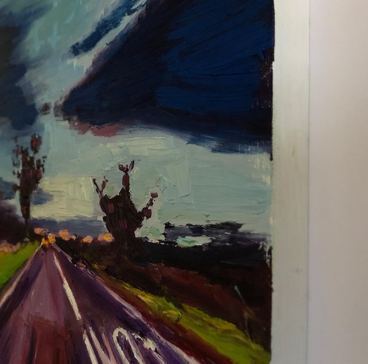 Dusk Road to Deddington - Impressionist Painting by Eleanor Woolley