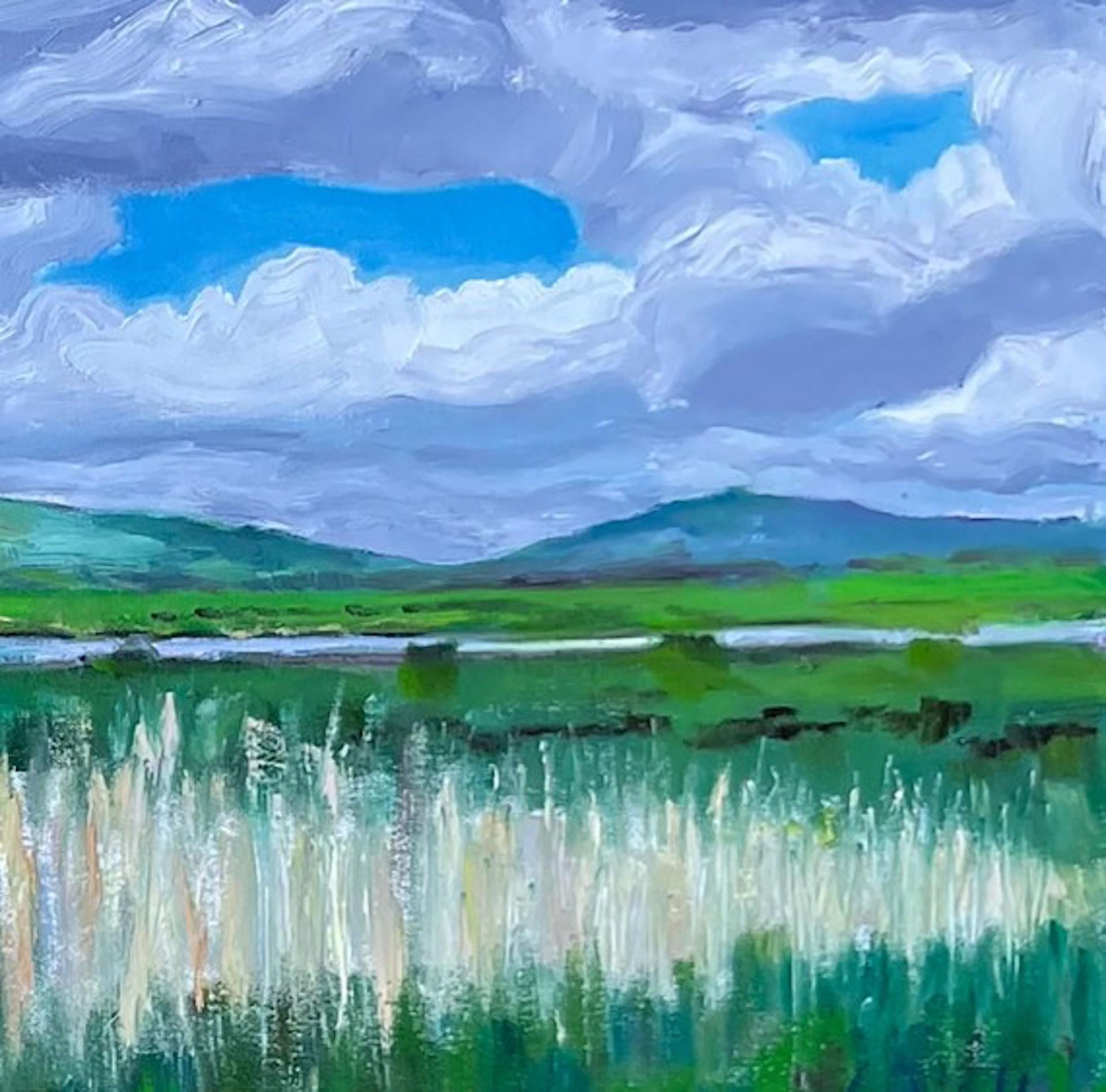 Eleanor Woolley, From The Kingfisher Hide 6, Pittura di paesaggi del Cotswold in vendita 4