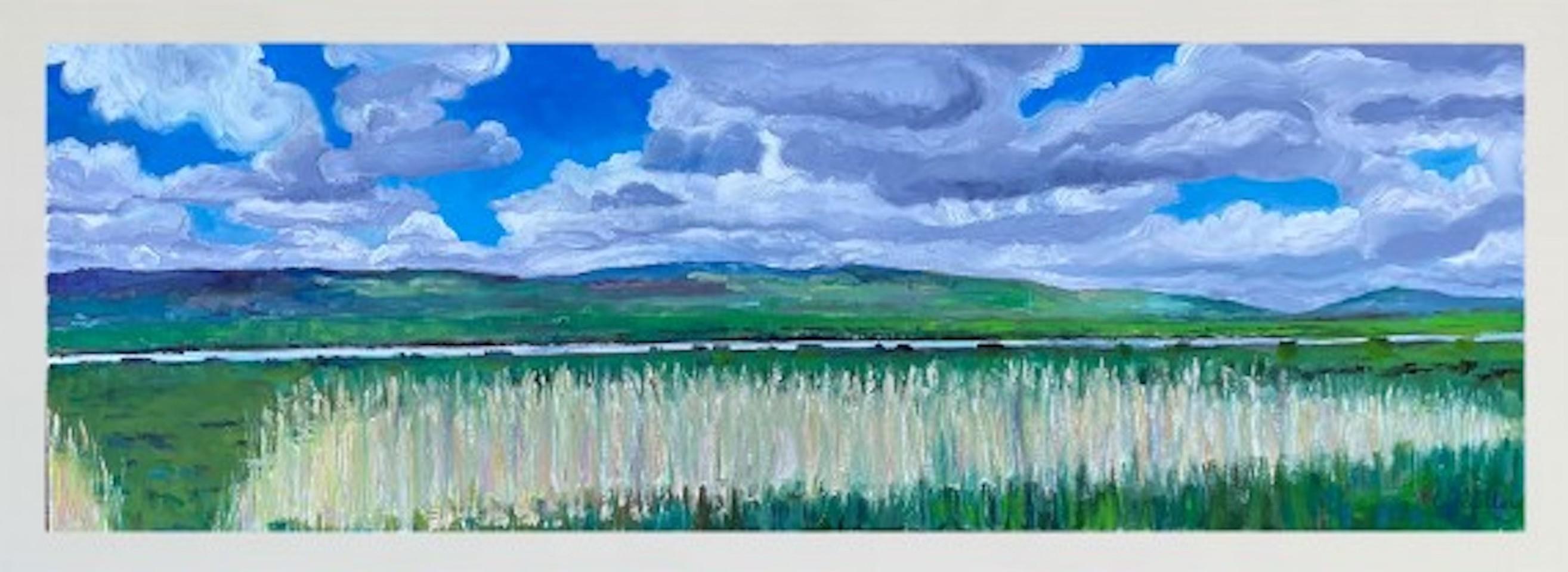 Eleanor Woolley, From The Kingfisher Hide 6, Pittura di paesaggi del Cotswold in vendita 1
