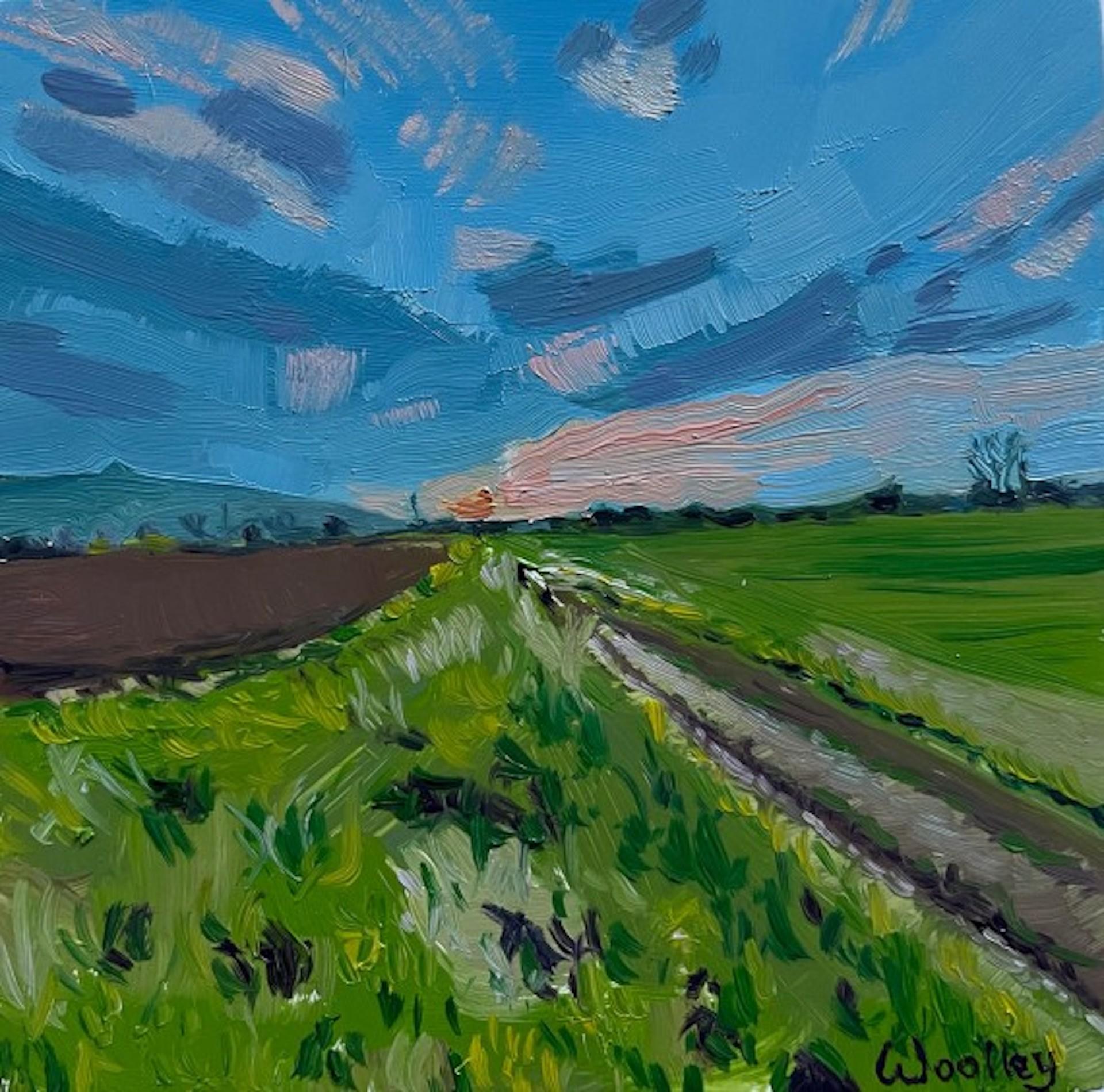 Peinture de paysage de Cotswold par Eleanor Woolley, May Hill, Art abordable