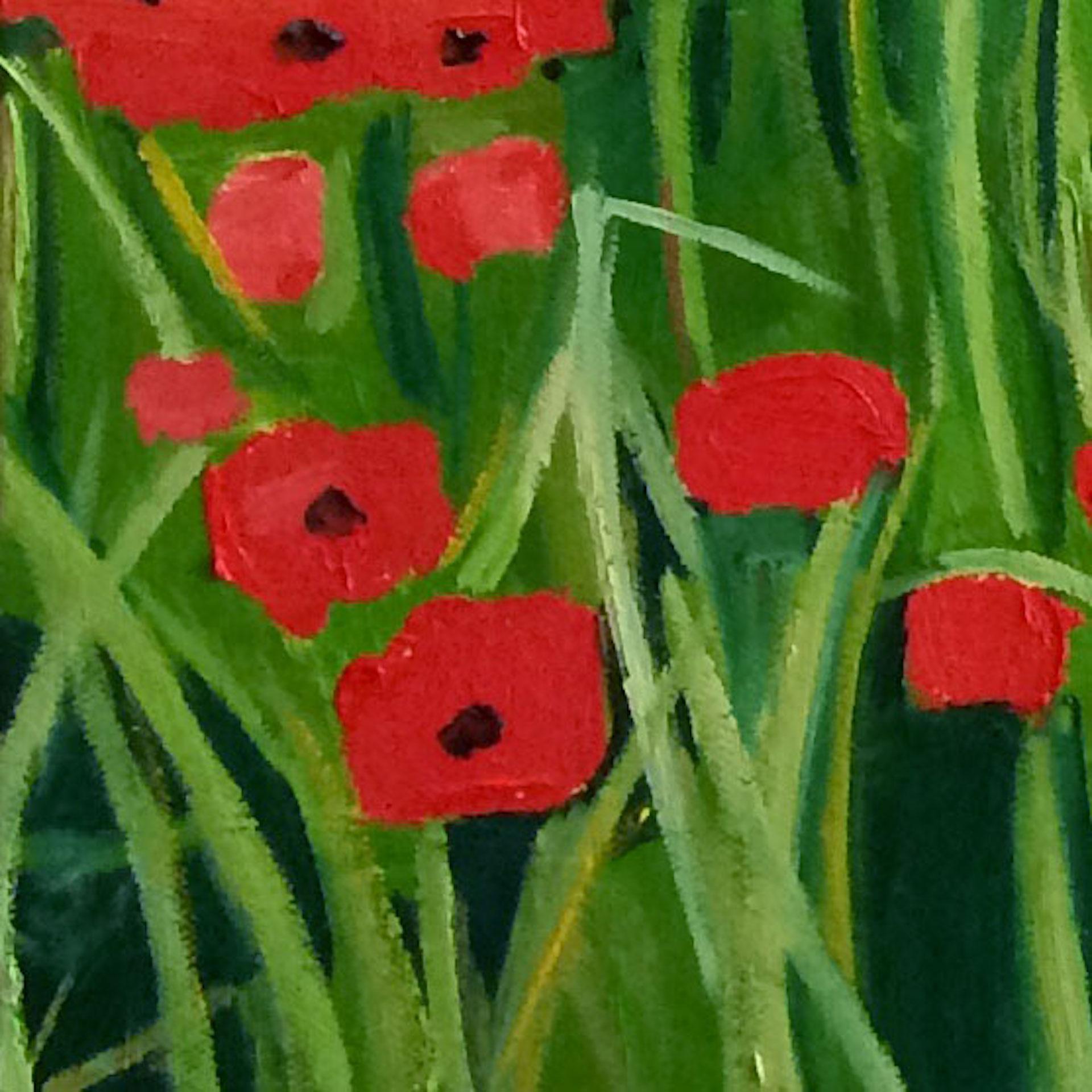 Eleanor Woolley, Poppies Near Naunton 2, Original Painting, Landscape Art For Sale 1