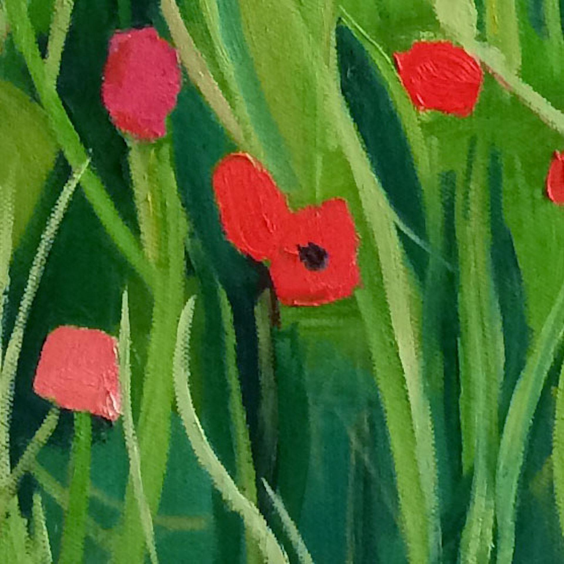 Eleanor Woolley, Poppies Near Naunton 2, Original Painting, Landscape Art For Sale 3