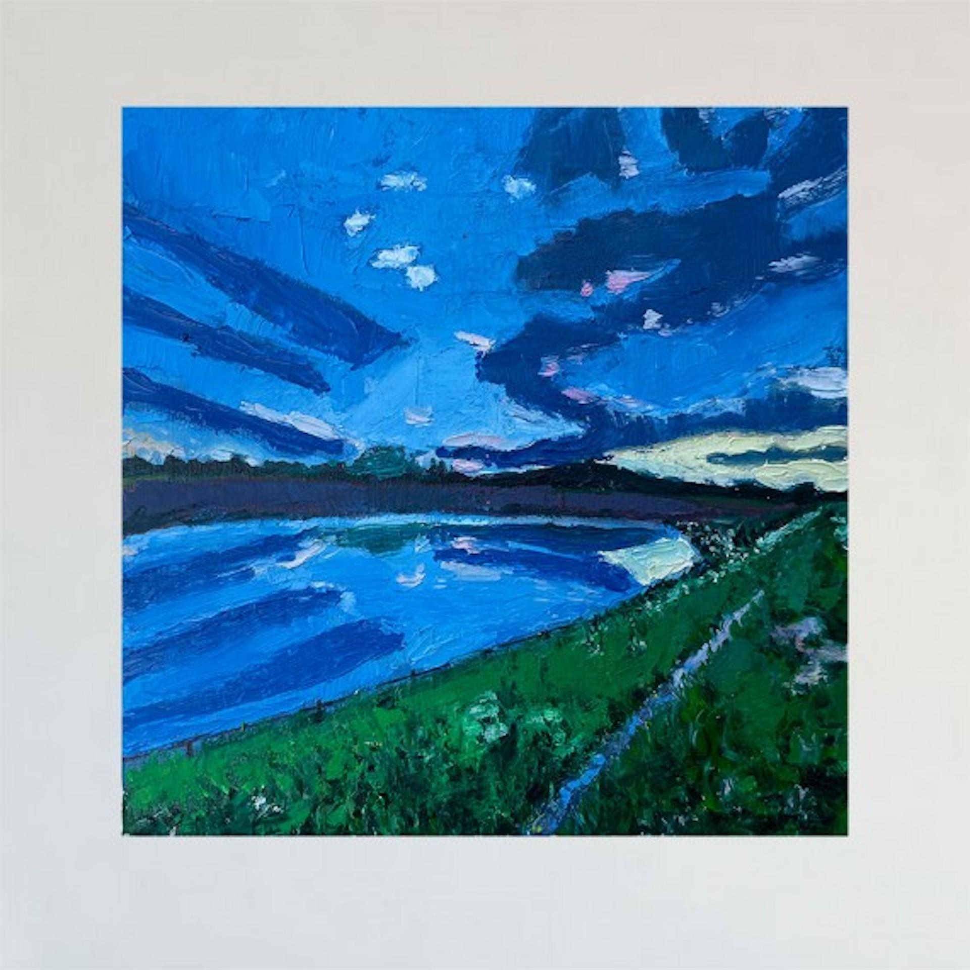Eleanor Woolley, Reflejos de May Hill, Pintura original de paisaje asequible en venta 1
