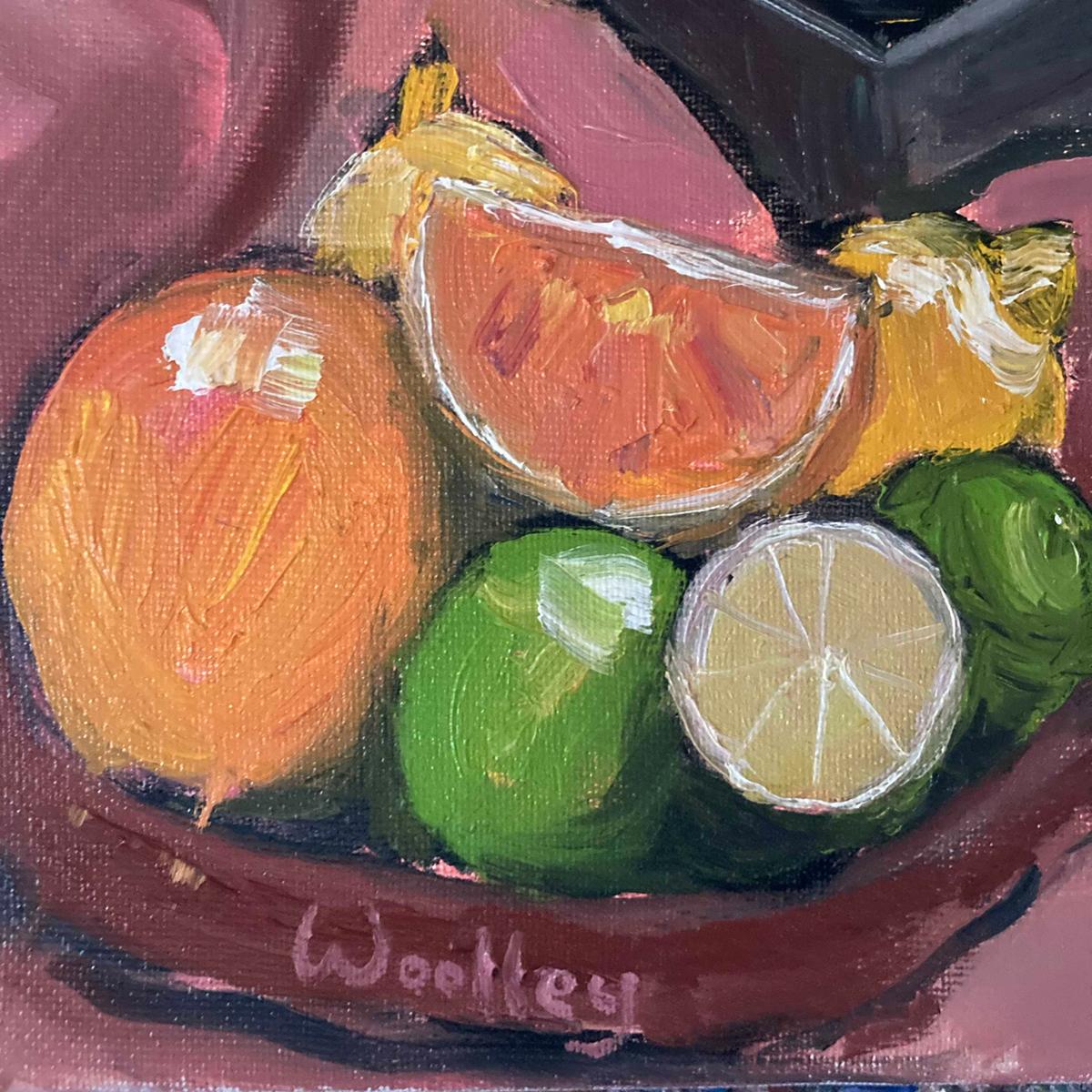 Eleanor Woolley, Still Life with Owls, Impressionist Style Still Life Painting For Sale 3