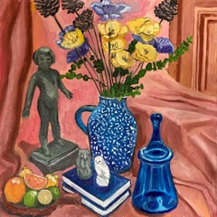Eleanor Woolley, Still Life with Owls, Impressionist Style Still Life Painting