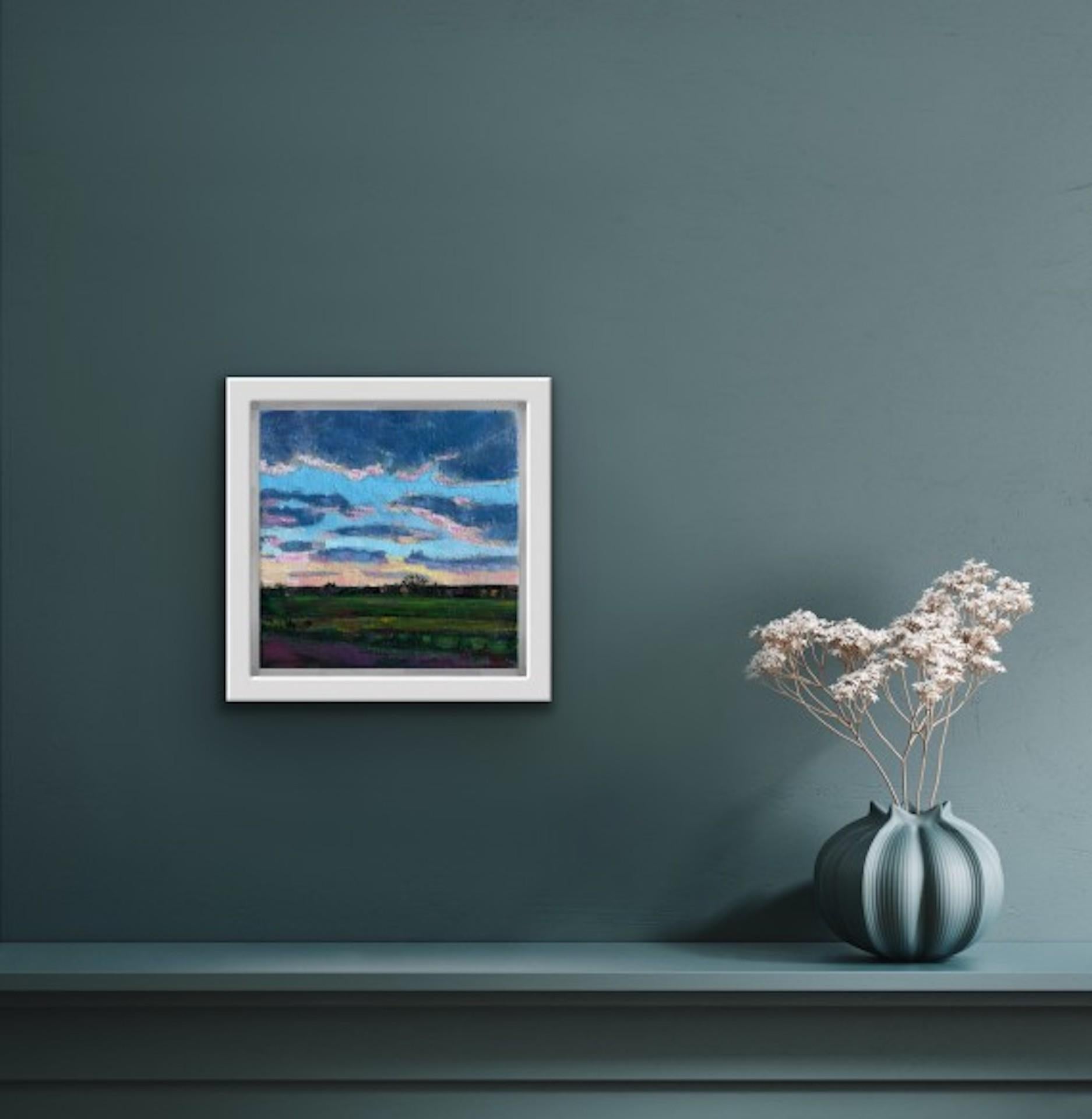 Eleanor Woolley, Atardecer con cielo violeta, Pintura original de paisaje en venta 6