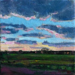 Eleanor Woolley, Sunset with Violet Sky, Original Landscape Painting
