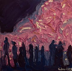 Eleanor Woolley Toasting the Bonfire Impressionist style painting figurative art