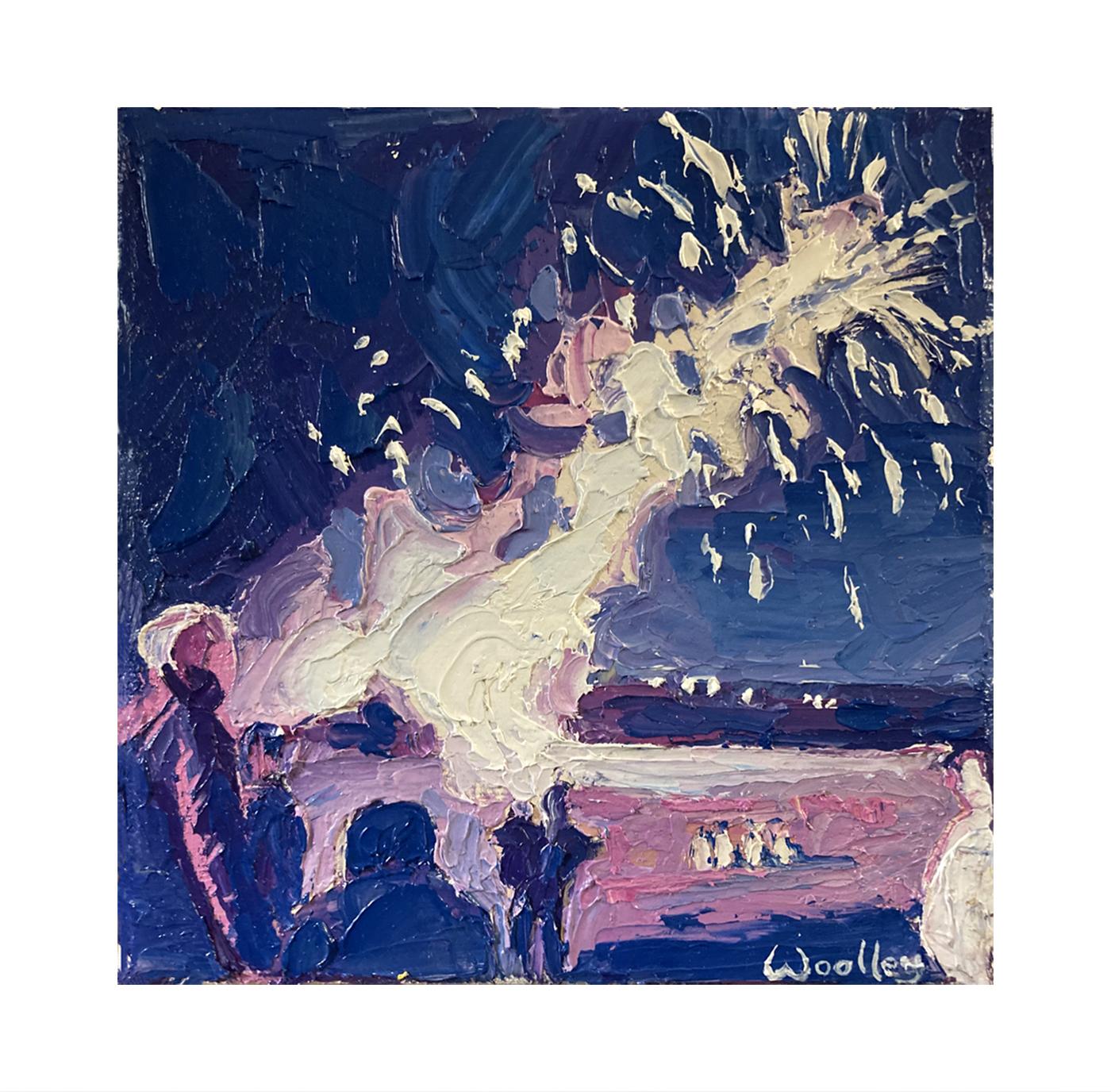 Eleanor Woolley, Watching the Fireworks, Impressionist Style Art, Winter Art For Sale 2