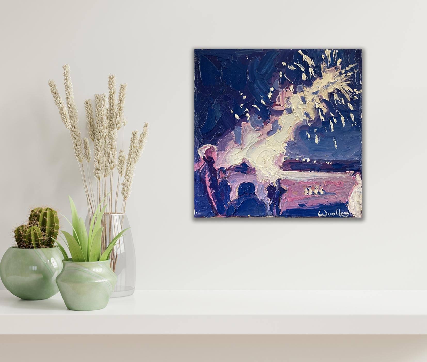 Eleanor Woolley, Watching the Fireworks, Impressionist Style Art, Winter Art For Sale 1