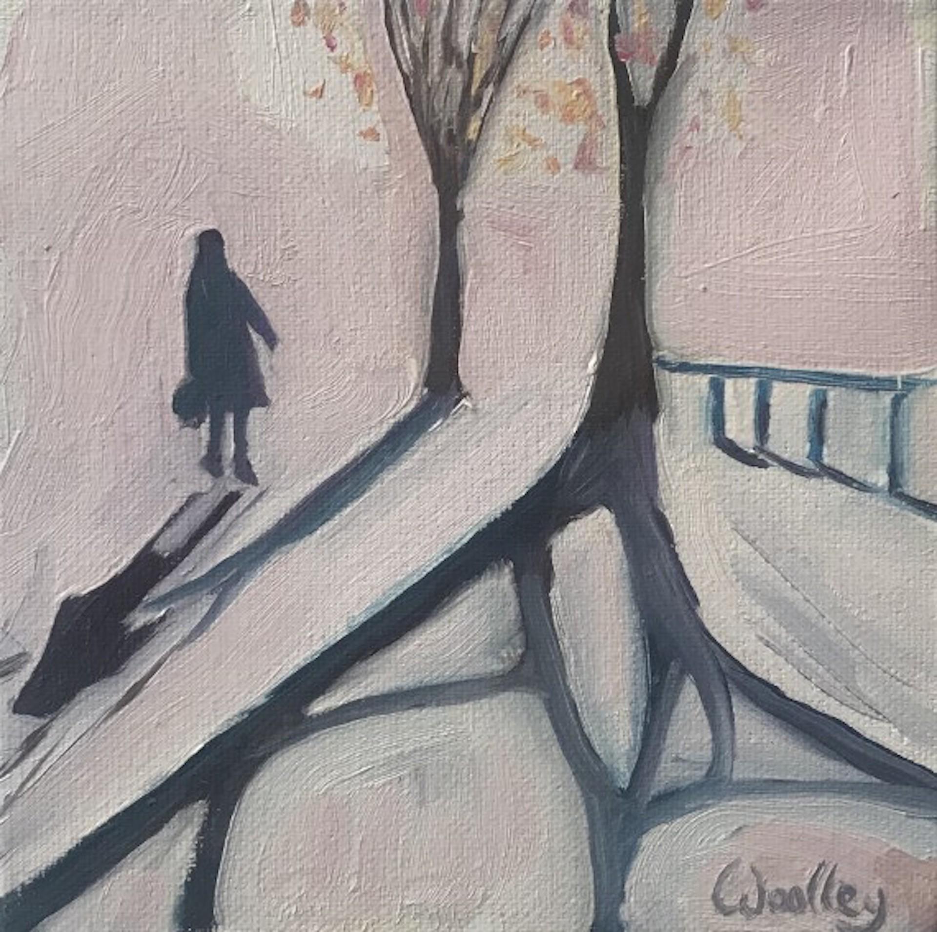 Eleanor Woolley
Original Painting
Oil Paint on Canvas
Size: H:15 cm x W:15 cm x D:4cm
Sold Unframed
Please note that insitu images are purely an indication of how a piece may look

Winter shadows 16 is an original figurative painting by Eleanor