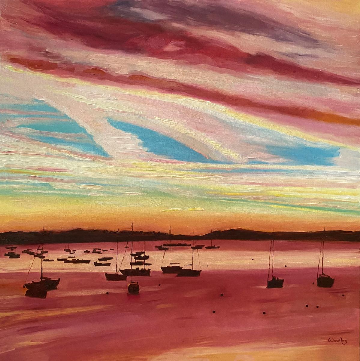 Tramonto a Falmouth, originale, paesaggio
