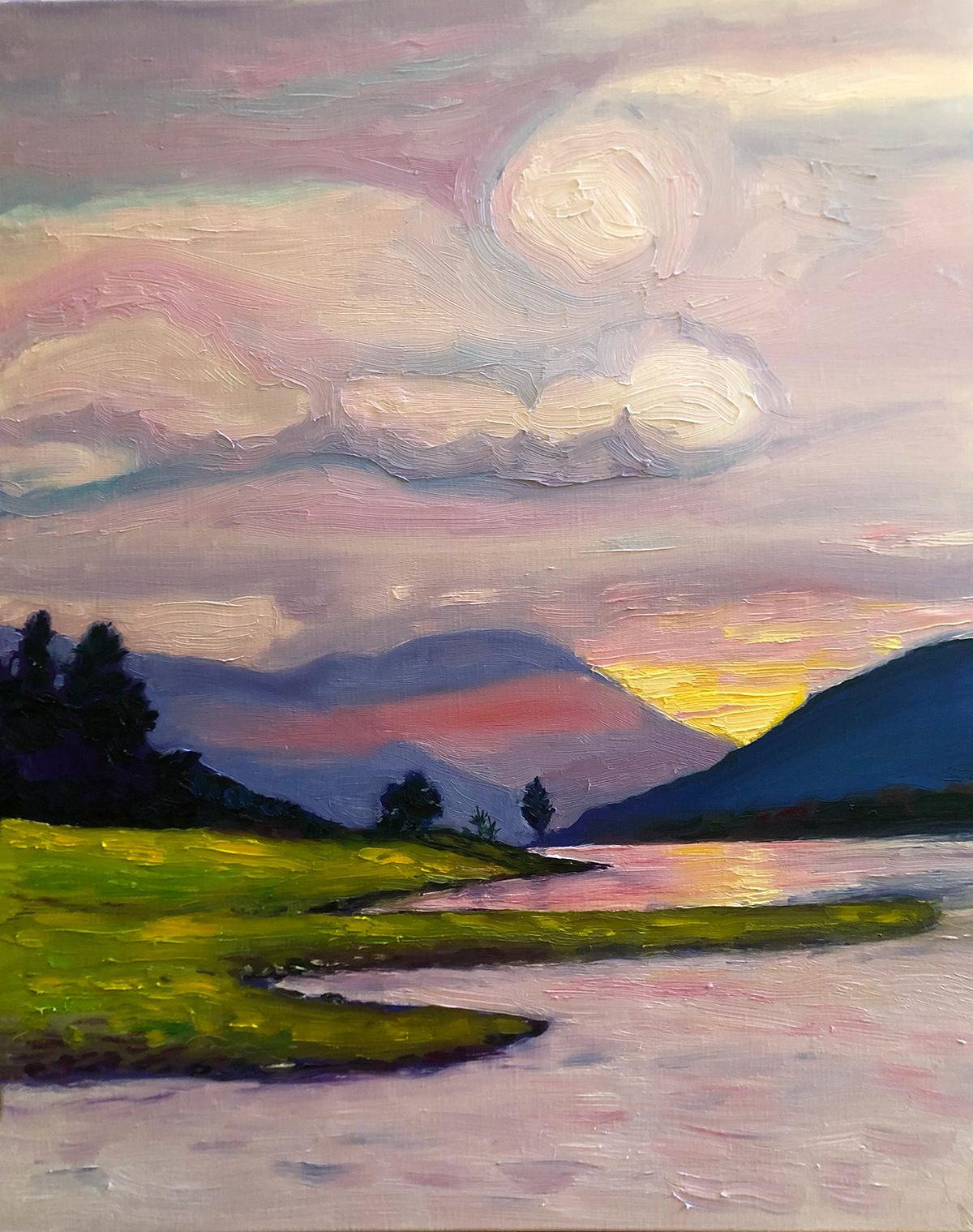 Eleanor Woolley Landscape Painting - Glencoe Sunset