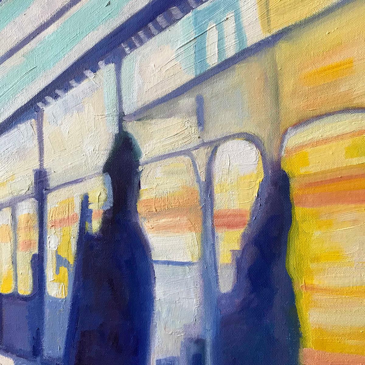 High Speed 1, peinture originale, paysage, personnes, personnage, ombre en vente 6