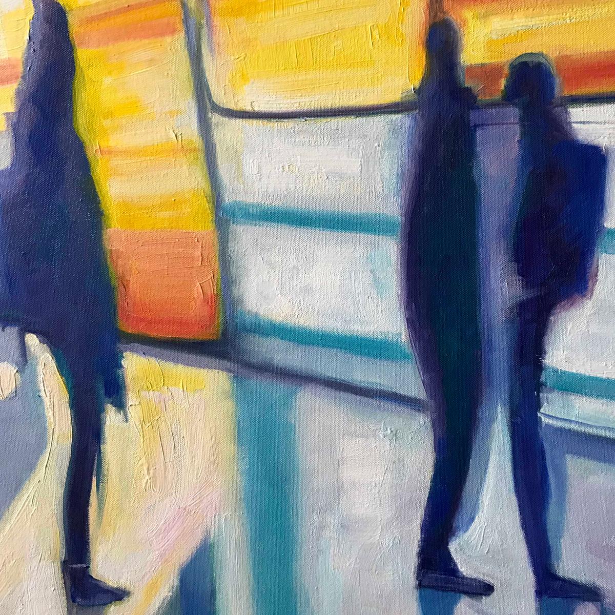 High Speed 1, peinture originale, paysage, personnes, personnage, ombre en vente 9