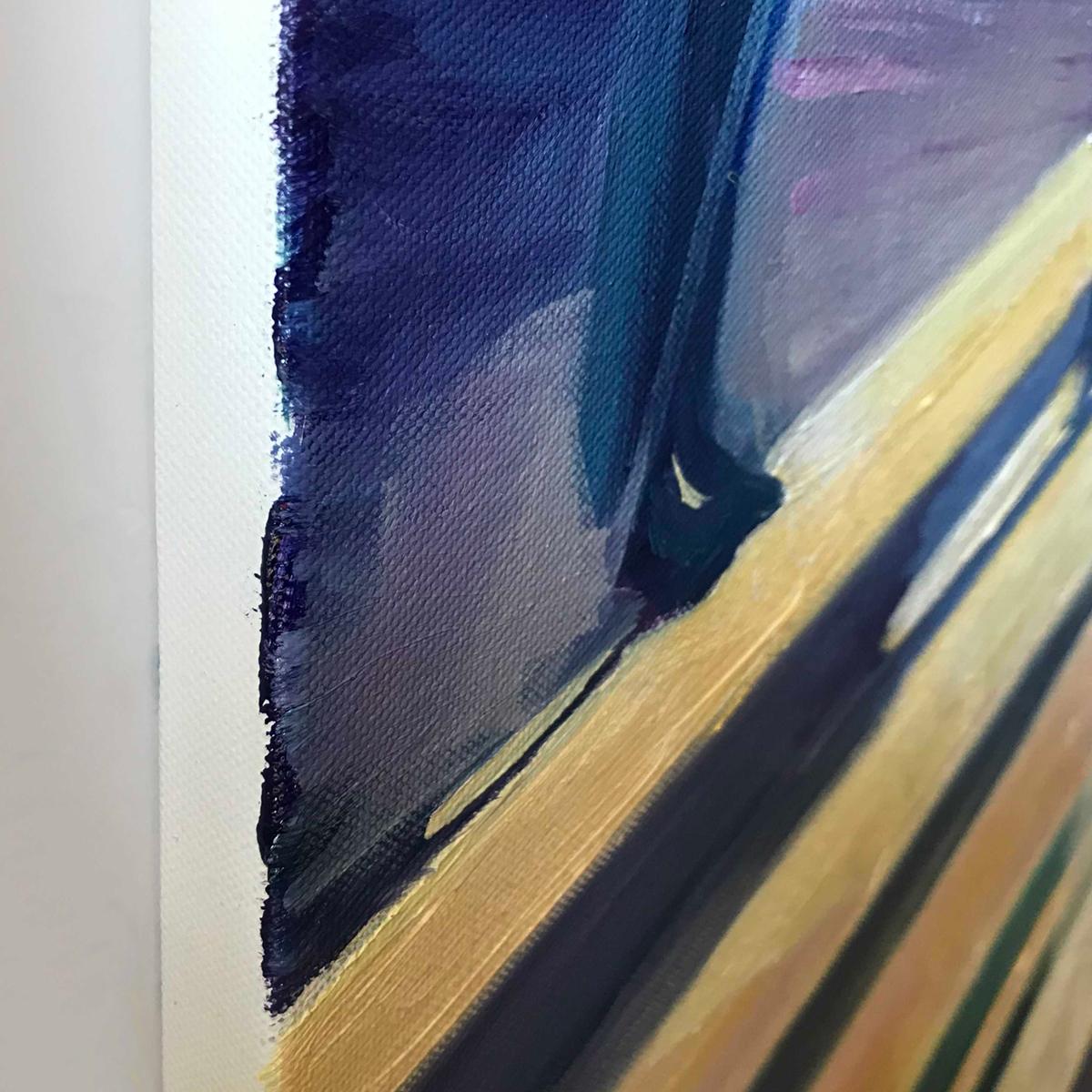 High Speed 1, peinture originale, paysage, personnes, personnage, ombre en vente 10