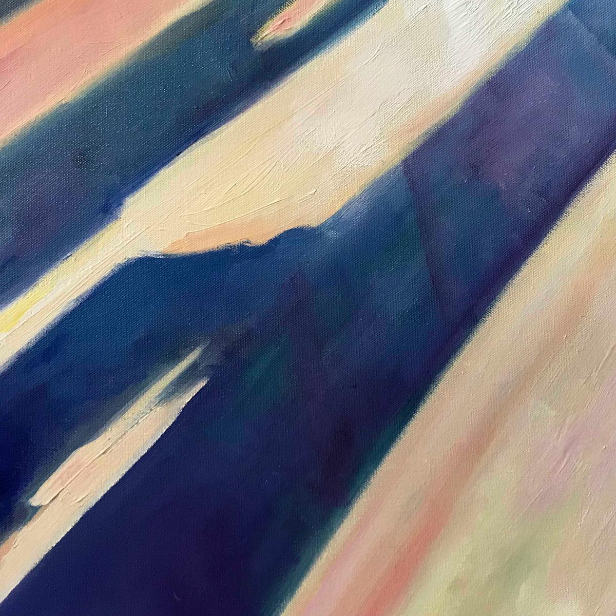 High Speed 1, peinture originale, paysage, personnes, personnage, ombre - Painting de Eleanor Woolley