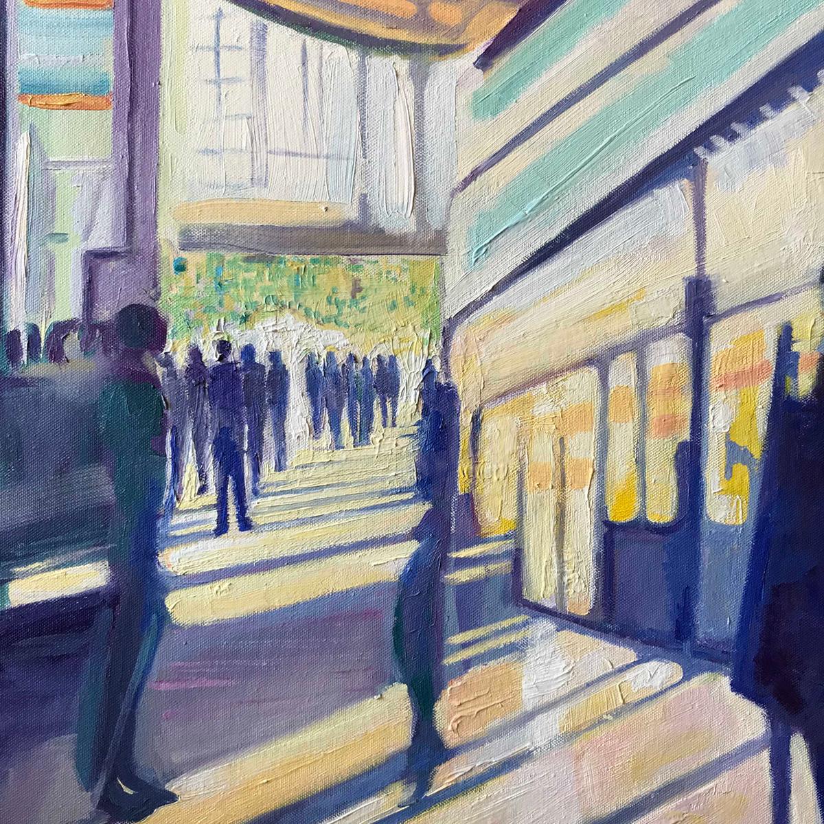 High Speed 1, peinture originale, paysage, personnes, personnage, ombre en vente 4