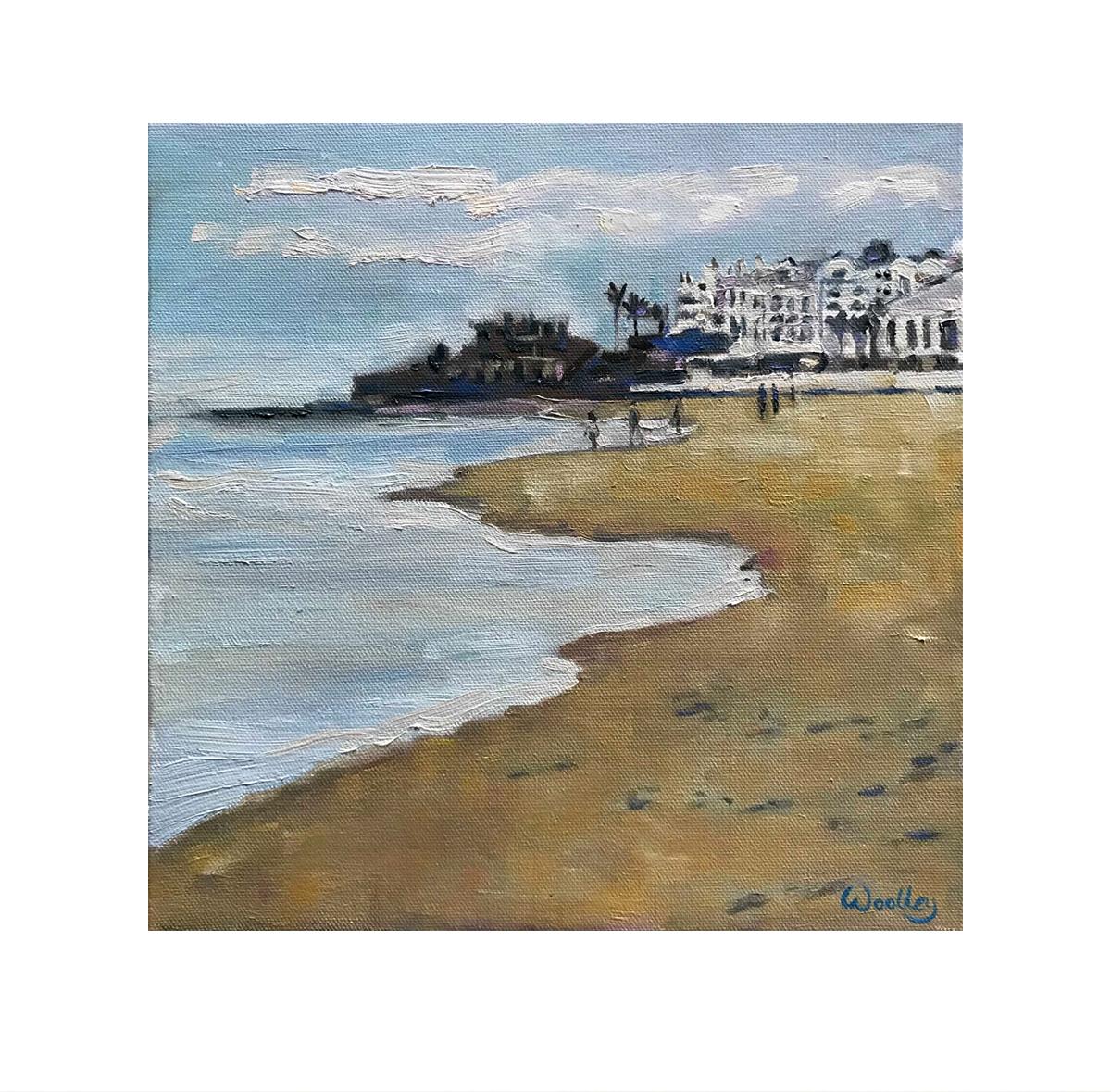 La Cala Beach 2, Spanien, Originalgemälde, Landschaft, Meereslandschaft, Strand  – Painting von Eleanor Woolley