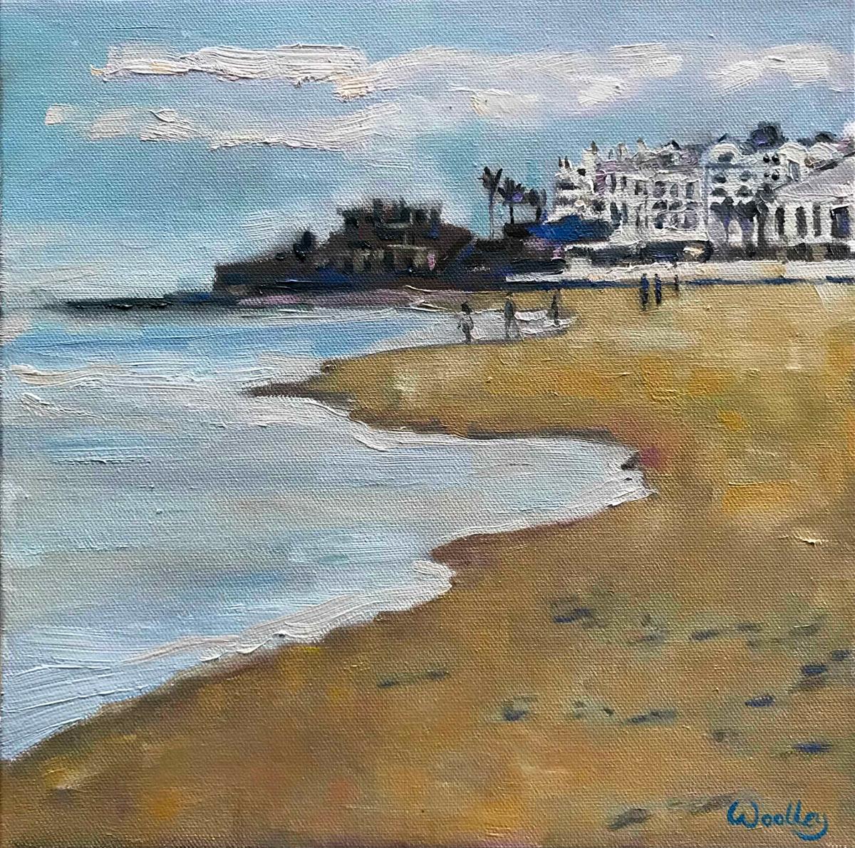 Eleanor Woolley Landscape Painting – La Cala Beach 2, Spanien, Originalgemälde, Landschaft, Meereslandschaft, Strand 