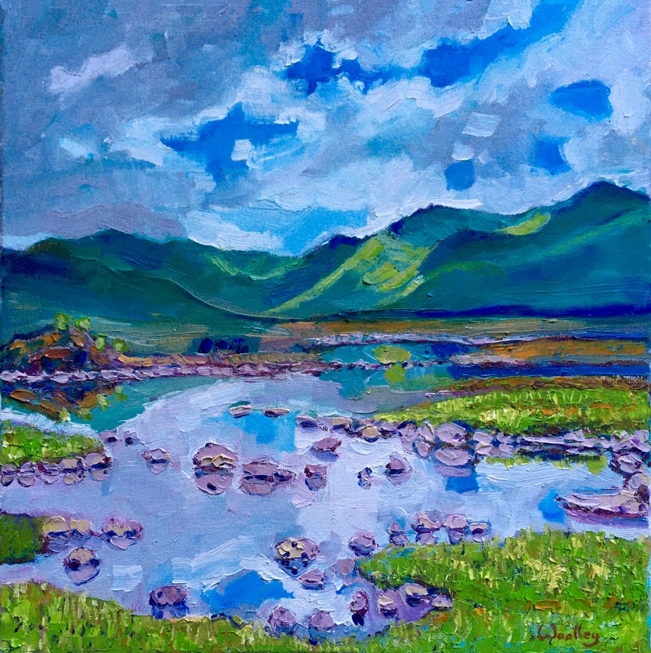 Eleanor Woolley Still-Life Painting - Loch Ba Rannoch Moor, Scotland, Original Painting, Landscape art, Mountains