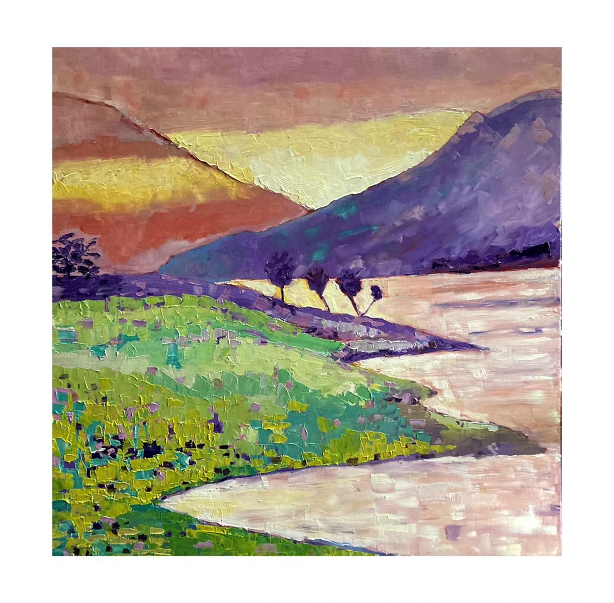 Loch Levan, paysages, art à prix abordable, peinture originale, art d'Écosse en vente 5