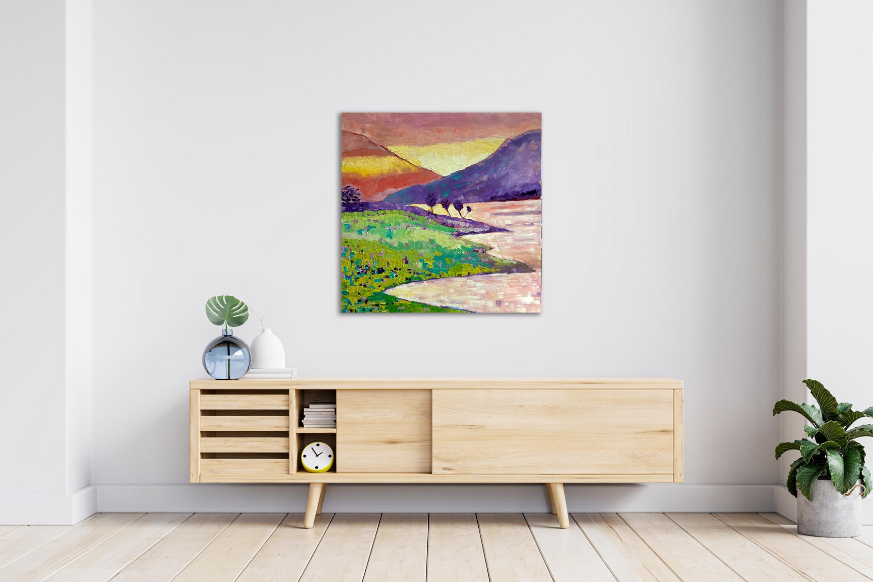 Loch Levan, paysages, art à prix abordable, peinture originale, art d'Écosse en vente 1